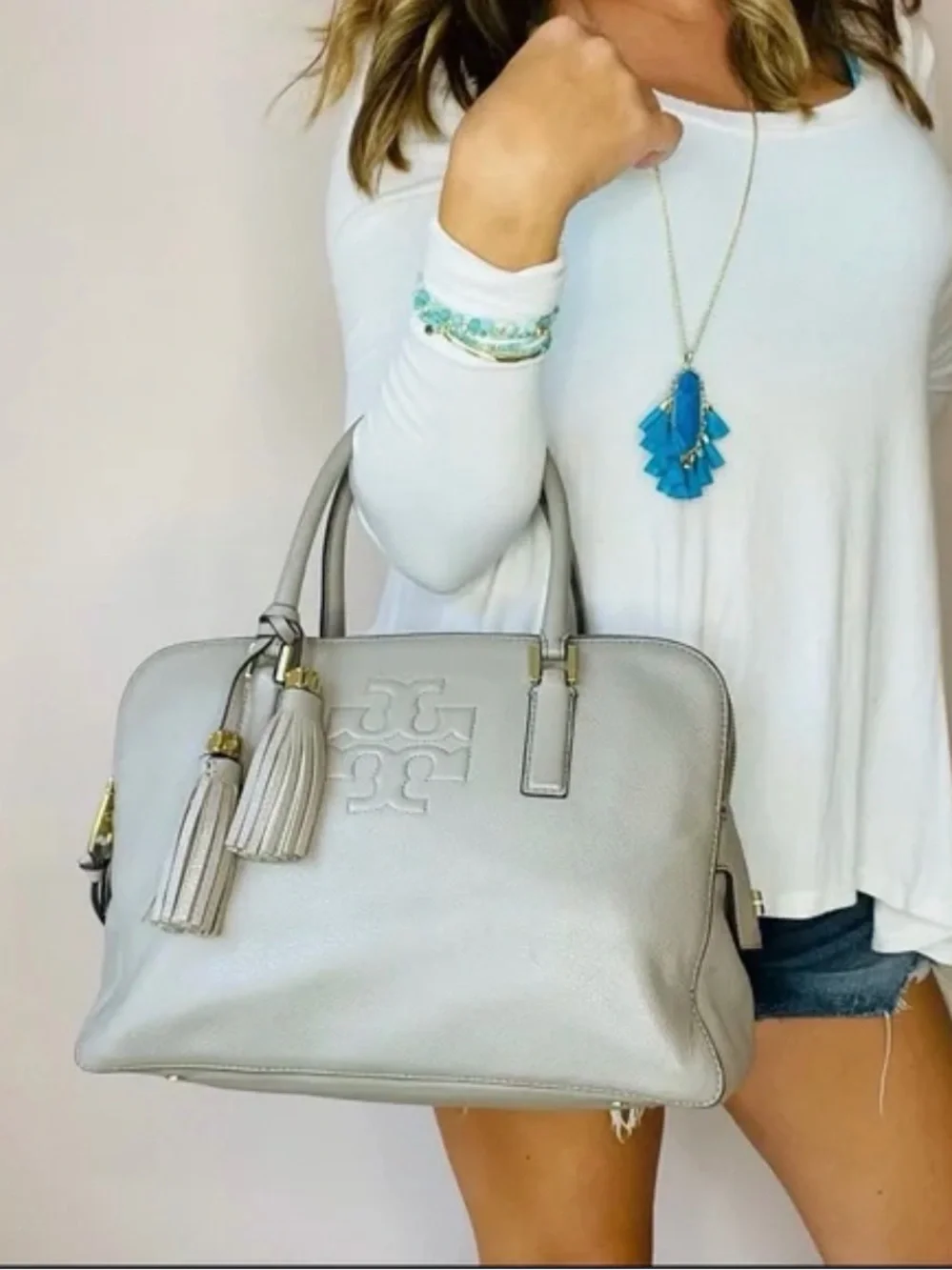 Tory Burch Thea Triple Zip Satchel Bag